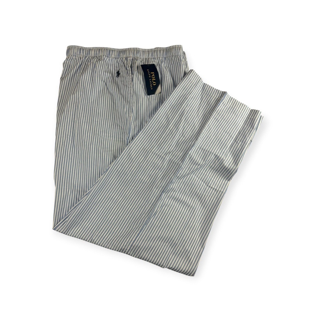 NWT Polo Ralph Lauren 3XL  Pajama Pants Blue White Striped Cotton Sleepwear